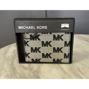 Michael Kors Men's Slim Bi-Fold Wallet Gray/Black MK Logo